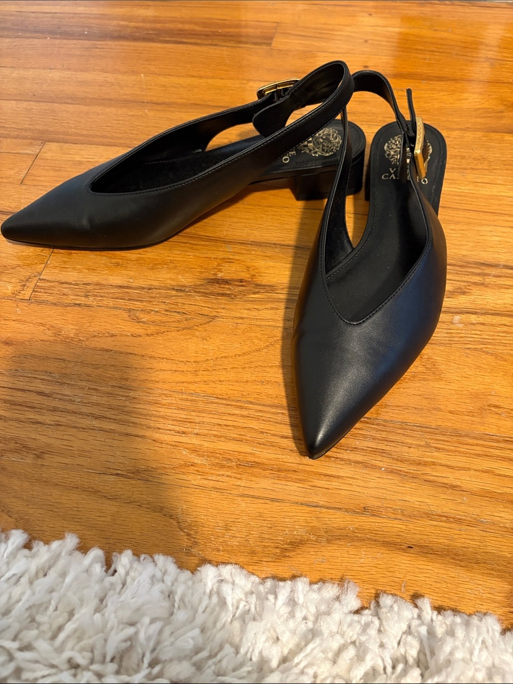 Vince Camuto Black Pointed Slingback Flats